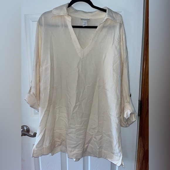 Soft Surroundings Cream V-Neck Tunic 1X - Picture 1 of 4